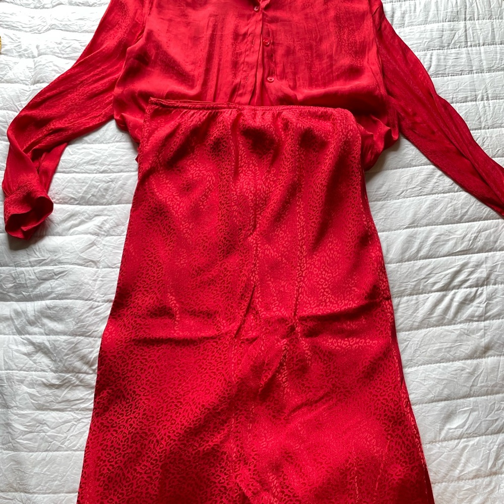 Red hot cord set (shirt and skirt) from H&M